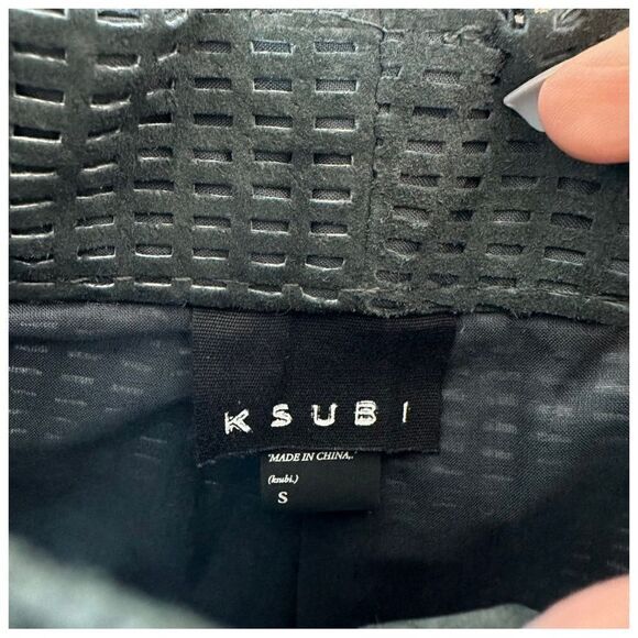 Ksubi Perforated Short 100% Leather Suede NWT Charcoal Small - Picture 4 of 7